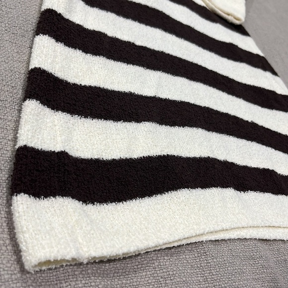 Nanushka Lola Dress in Stripe Creme & Brown Sleeve Mini Sweater Sz M - Picture 4 of 8